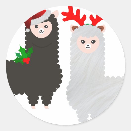 Sticker Rond alpacas de rennes de noël (Devant)