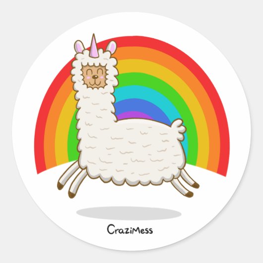 Sticker Rond Alpacorn Rainbow (Devant)