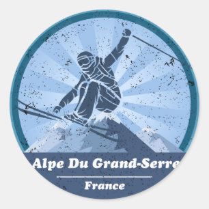 Sticker Rond Alpe Du Grand-Serre Skieur