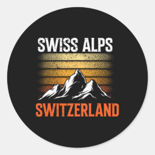 Sticker Rond Alpes suisses Ski vintage Montagnes Suisse Souveni