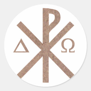 Sticker Rond Alpha Omega aspect terre. de Chrisme
