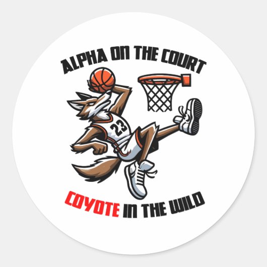 Sticker Rond Alpha sur la cour Coyote dans la nature (Devant)