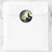 Sticker Rond Alpha Wolf Howling À La Pleine lune (Sac)