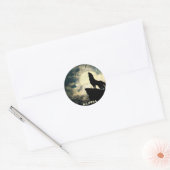 Sticker Rond Alpha Wolf Howling À La Pleine lune (Enveloppe)