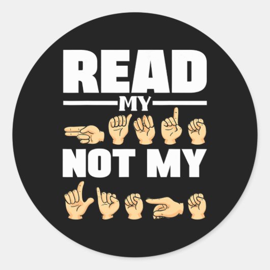 Sticker Rond Alphabet American Sing Language Asl Citation de l' (Devant)