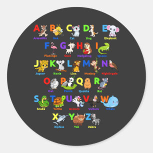 Sticker Rond Alphabet animal