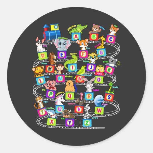 Sticker Rond Alphabet animal (Devant)