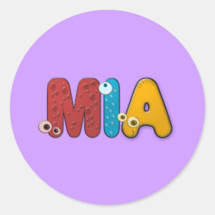 Sticker Rond alphabet animal Mia