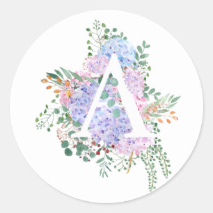 Sticker Rond alphabet botanique Fleurs d'hydrangée