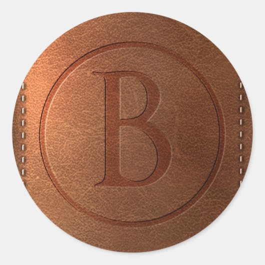 Sticker Rond alphabet cuir lettre B (Devant)