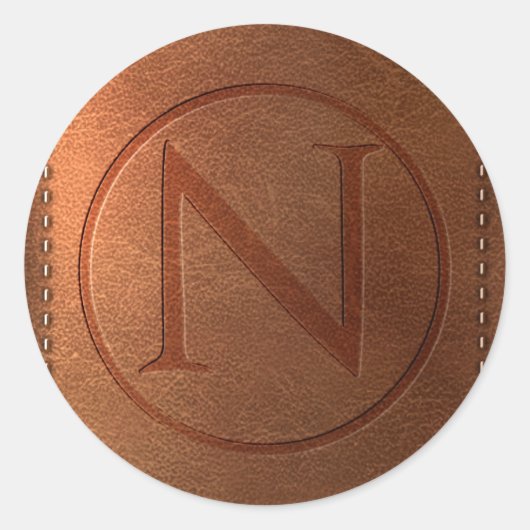 Sticker Rond alphabet cuir lettre N (Devant)