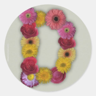 Sticker Rond Alphabet D en fleurs