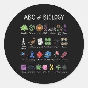 Sticker Rond Alphabet de biologie Éducation scientifique Enseig