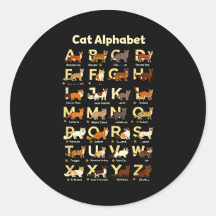 Sticker Rond Alphabet de chat drôle amateur de chaton enseignan