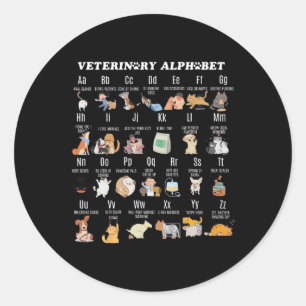 Sticker Rond Alphabet de médecine vétérinaire Vet Nurse Student