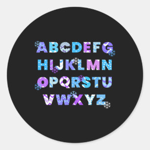Sticker Rond Alphabet d'hiver Abcs Enseignant de maternelle Enf