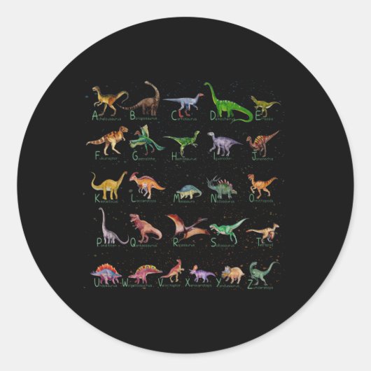 Sticker Rond Alphabet Dinosaure (Devant)