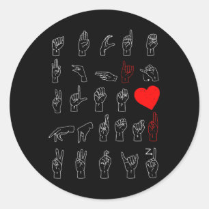 Sticker Rond Alphabet enseignant American Sing Language Asl Cha
