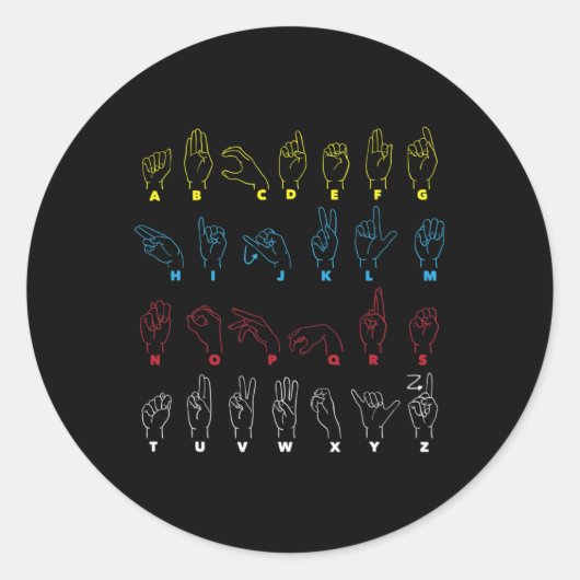 Sticker Rond Alphabet enseignant American Sing Language Asl Cha (Devant)