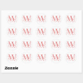 Sticker Rond alphabet fleuri W (rouge et points) (Feuille)