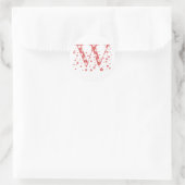 Sticker Rond alphabet fleuri W (rouge et points) (Sac)