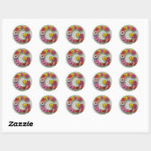 Sticker Rond Alphabet G en fleurs (Feuille)