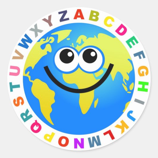 Sticker Rond Alphabet Globe (Devant)