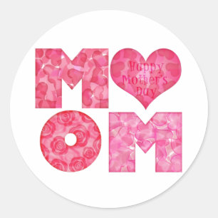 Sticker Rond Alphabet heureux de maman du jour de mère