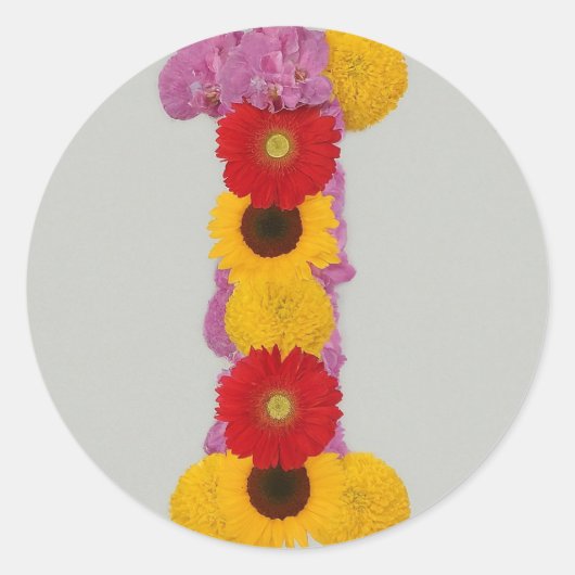 Sticker Rond Alphabet I en fleurs (Devant)