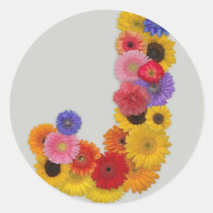 Sticker Rond Alphabet J en fleurs