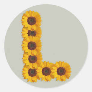 Sticker Rond Alphabet L en fleurs
