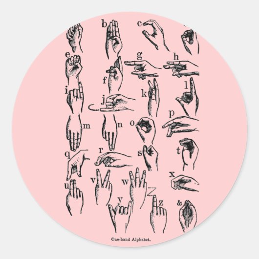 Sticker Rond Alphabet Langue des signes (Devant)