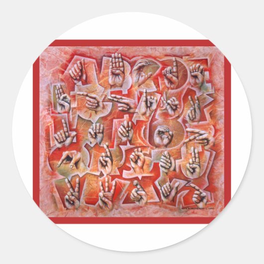 Sticker Rond Alphabet Langue des Signes2 (Devant)