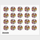 Sticker Rond Alphabet M en fleurs (Feuille)
