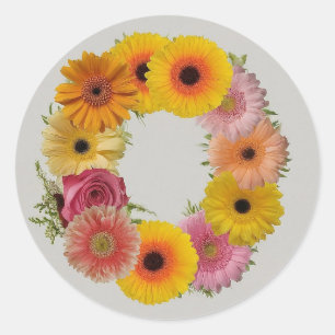 Sticker Rond Alphabet O en fleurs