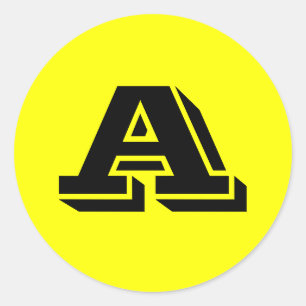 Sticker Rond Alphabet par Janz Lettre majuscule A Jaune