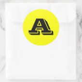 Sticker Rond Alphabet par Janz Lettre majuscule A Jaune (Sac)
