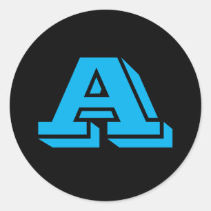 Sticker Rond Alphabet par Janz Majuscule Bleu Lettre A Noir