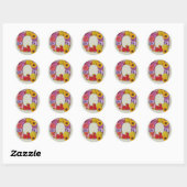 Sticker Rond Alphabet Q en fleurs (Feuille)