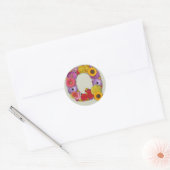 Sticker Rond Alphabet Q en fleurs (Enveloppe)