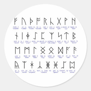 Sticker Rond Alphabet runique