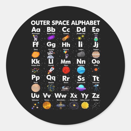 Sticker Rond Alphabet spatial Astronomie Enseignant en sciences (Devant)