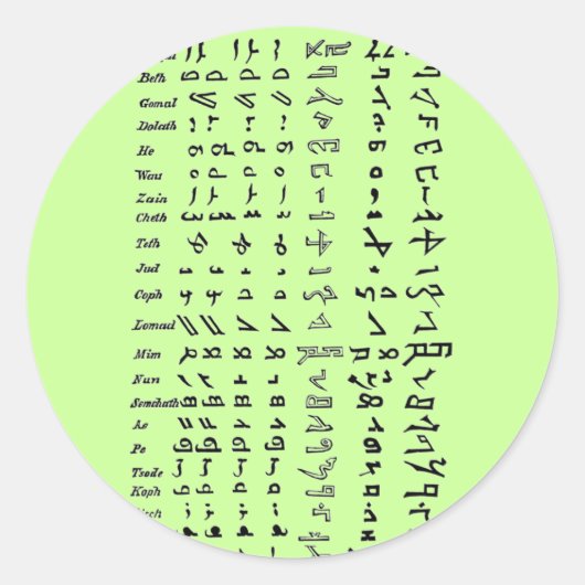 Sticker Rond Alphabet syrien ancien (Devant)