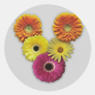 Sticker Rond Alphabet V en fleurs