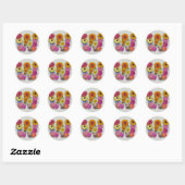 Sticker Rond Alphabet W en fleurs (Feuille)