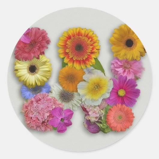 Sticker Rond Alphabet W en fleurs (Devant)