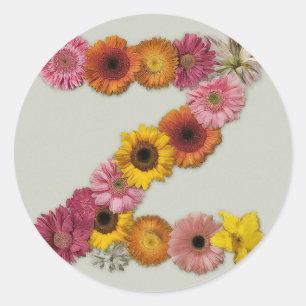 Sticker Rond Alphabet Z en fleurs