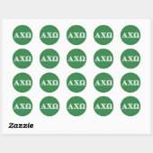 Sticker Rond Alphi Chi Omega lettres blanche et verte (Feuille)