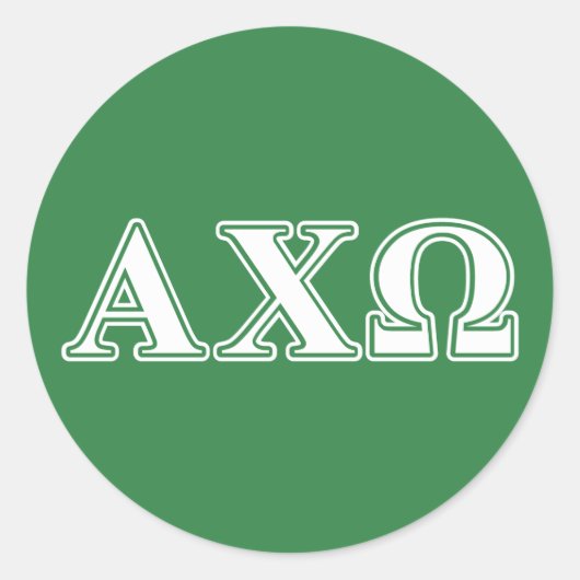 Sticker Rond Alphi Chi Omega lettres blanche et verte (Devant)