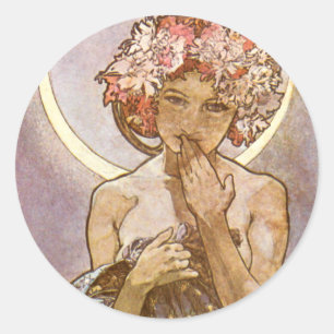 Sticker Rond Alphones Mucha ~ La Lune 1902